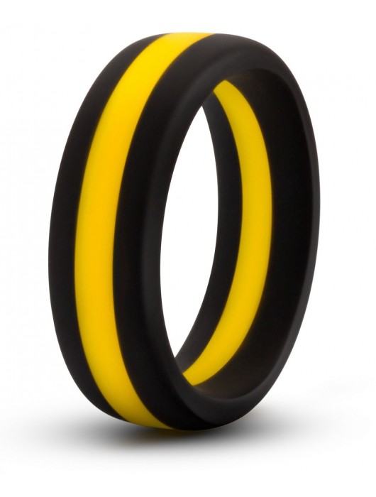 Черно-желтое силиконовое эрекционное кольцо Silicone Go Pro Cock Ring - Blush Novelties - в Абакане купить с доставкой