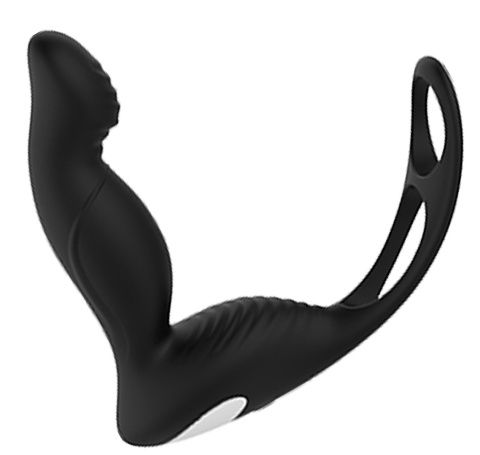 Черный вибромассажер простаты P-PLEASER W ERECTION ENHANCE - Dream Toys - в Абакане купить с доставкой