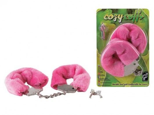 Розовые меховые наручники в комплекте с ключами - Gopaldas - купить с доставкой в Абакане