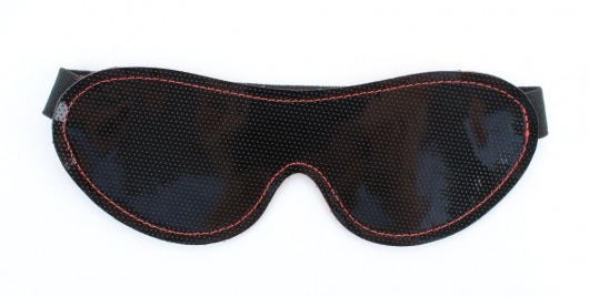 Чёрная перфорированная маска из кожи с красной строчкой - БДСМ Арсенал - купить с доставкой в Абакане