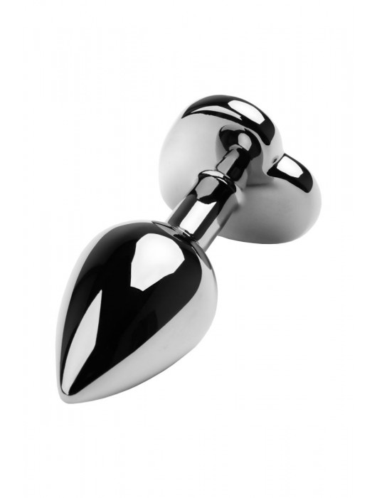 Серебристая коническая анальная пробка с красным кристаллом-сердечком - 7 см. - ToyFa - купить с доставкой в Абакане