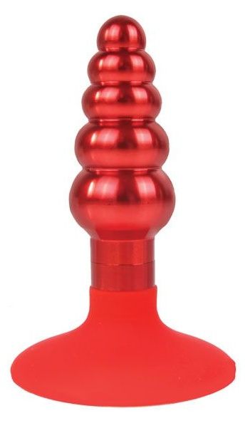 Красная анальная пробка-елочка с ограничителем - 9 см. - Bior toys