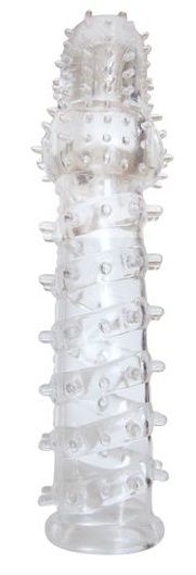 Закрытая прозрачная рельефная насадка с шипиками Crystal sleeve - 13,5 см. - Erowoman-Eroman - в Абакане купить с доставкой