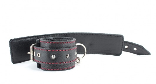 Черные наручники из натуральной кожи на карабинах - БДСМ Арсенал - купить с доставкой в Абакане