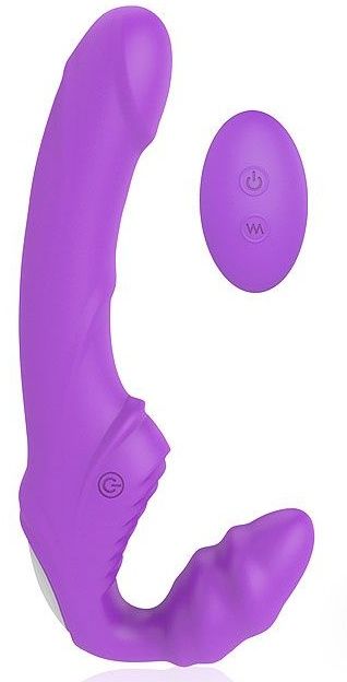 Фиолетовый безремневой страпон с 9 режимами вибрации и пультом ДУ - Bior toys - купить с доставкой в Абакане