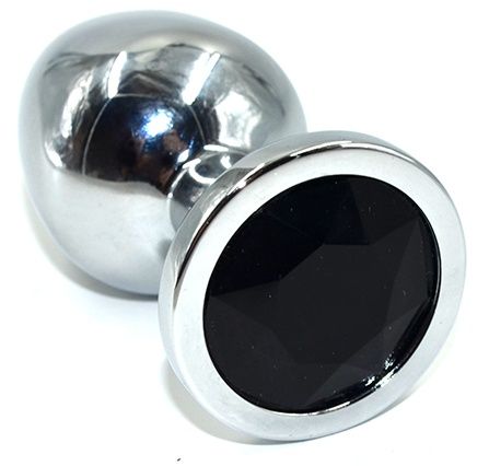 Серебристая анальная пробка из нержавеющей стали с черным кристаллом - 8,5 см. - Kanikule - купить с доставкой в Абакане