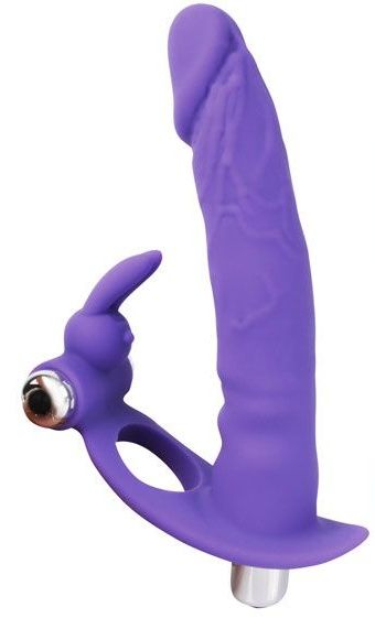 Фиолетовая вибронасадка для двойного проникновения - 15 см. - Bior toys - купить с доставкой в Абакане