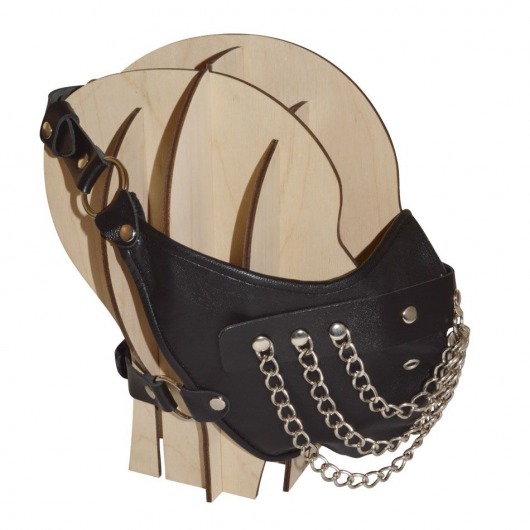 Чёрная кожаная маска с цепочками  Шахерезада - Sitabella - купить с доставкой в Абакане