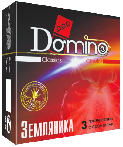 Ароматизированные презервативы Domino  Земляника  - 3 шт. - Domino - купить с доставкой в Абакане