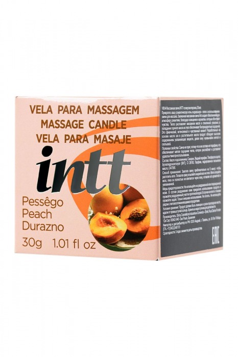 Массажная свеча для поцелуев Peach с ароматом персика - 30 гр. - INTT - купить с доставкой в Абакане