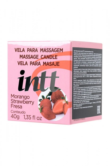Массажная свеча для поцелуев Strawberry с ароматом клубники - 30 гр. - INTT - купить с доставкой в Абакане