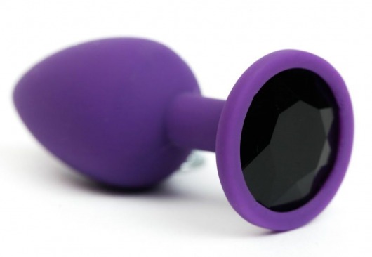 Фиолетовая анальная пробка с черным стразом - 7,6 см. - 4sexdreaM - купить с доставкой в Абакане