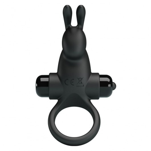 Черное эрекционное кольцо с выступом-зайчиком для стимуляции клитора - Baile - в Абакане купить с доставкой