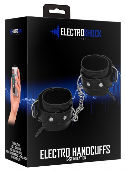 Черные наручники с электростимуляцией Electro Handcuffs - Shots Media BV - купить с доставкой в Абакане