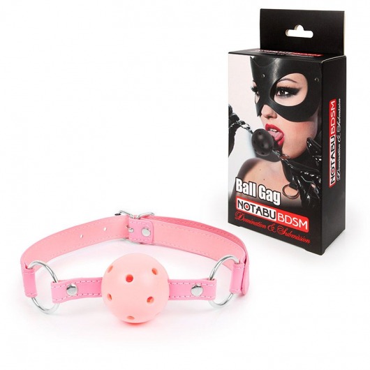 Розовый кляп-шарик на регулируемом ремешке с кольцами - Bior toys - купить с доставкой в Абакане