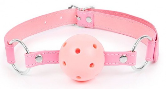 Розовый кляп-шарик на регулируемом ремешке с кольцами - Bior toys - купить с доставкой в Абакане