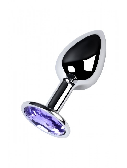 Серебристая конусовидная анальная пробка с фиолетовым кристаллом - 7 см. - ToyFa - купить с доставкой в Абакане