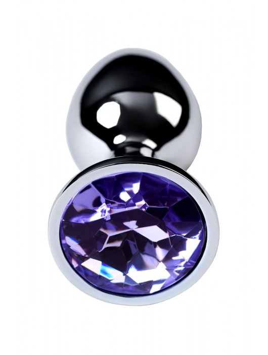 Серебристая конусовидная анальная пробка с фиолетовым кристаллом - 7 см. - ToyFa - купить с доставкой в Абакане