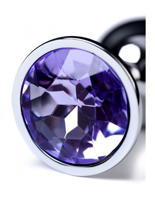 Серебристая конусовидная анальная пробка с фиолетовым кристаллом - 7 см. - ToyFa - купить с доставкой в Абакане