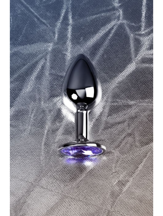 Серебристая конусовидная анальная пробка с фиолетовым кристаллом - 7 см. - ToyFa - купить с доставкой в Абакане