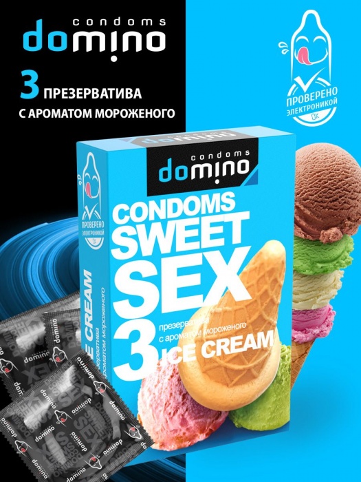 Презервативы для орального секса DOMINO Sweet Sex с ароматом мороженого - 3 шт. - Domino - купить с доставкой в Абакане