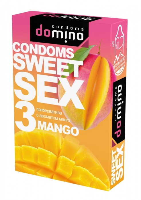 Презервативы для орального секса DOMINO Sweet Sex с ароматом манго - 3 шт. - Domino - купить с доставкой в Абакане