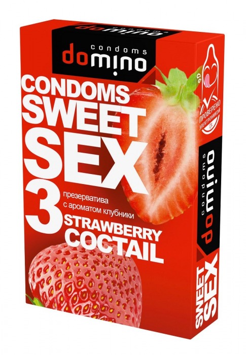 Презервативы для орального секса DOMINO Sweet Sex с ароматом клубничного коктейля  - 3 шт. - Domino - купить с доставкой в Абакане