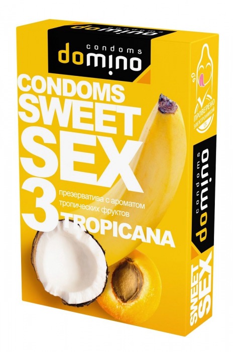 Презервативы для орального секса DOMINO Sweet Sex с ароматом тропических фруктов - 3 шт. - Domino - купить с доставкой в Абакане