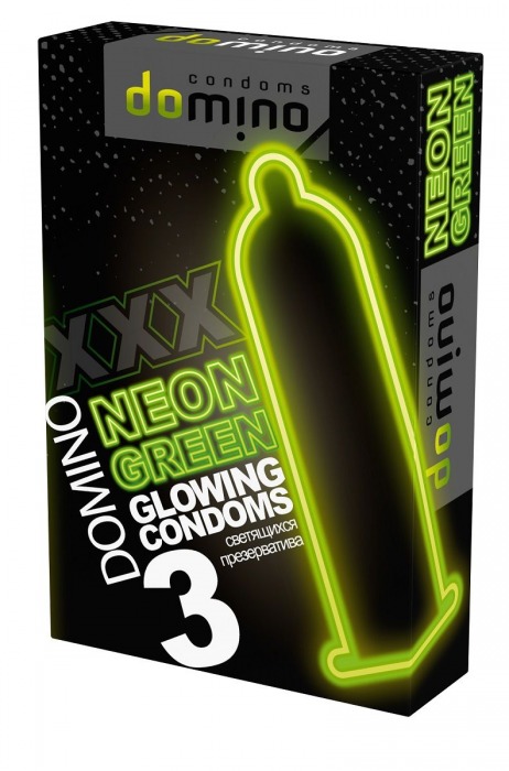 Презервативы DOMINO Neon Green со светящимся в темноте кончиком - 3 шт. - Domino - купить с доставкой в Абакане