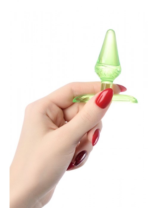 Зеленая анальная втулка с ограничителем - 6,5 см. - Toyfa Basic