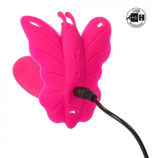 Розовая вибробабочка на ремешках Silicone Remote Venus Penis - California Exotic Novelties