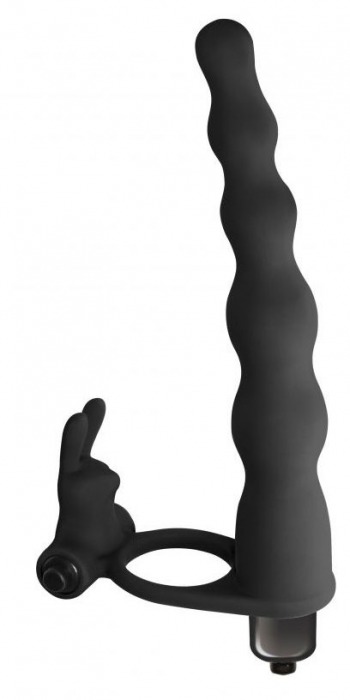 Черная вибронасадка для двойного проникновения Jungle Bunny - 17 см. - Lola Games - купить с доставкой в Абакане