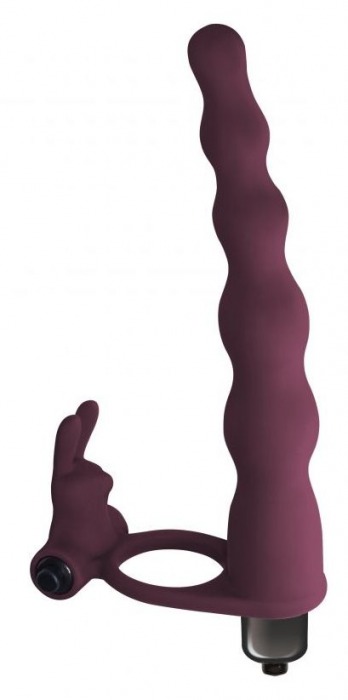 Бордовая вибронасадка для двойного проникновения Jungle Bunny - 17 см. - Lola Games - купить с доставкой в Абакане