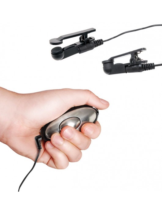 Черные электрические зажимы для сосков Shock Therapy Nipple Clamps - Pipedream - купить с доставкой в Абакане