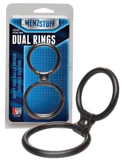 Чёрное двойное эрекционное кольцо Dual Rings Black - Dream Toys - в Абакане купить с доставкой
