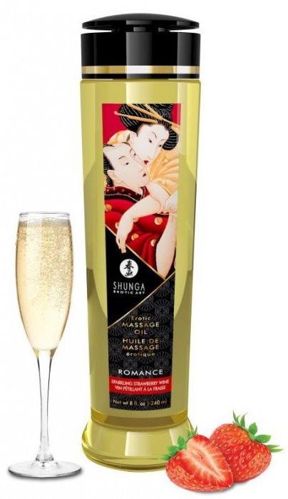 Массажное масло с ароматом клубники и шампанского Romance - 240 мл. - Shunga - купить с доставкой в Абакане