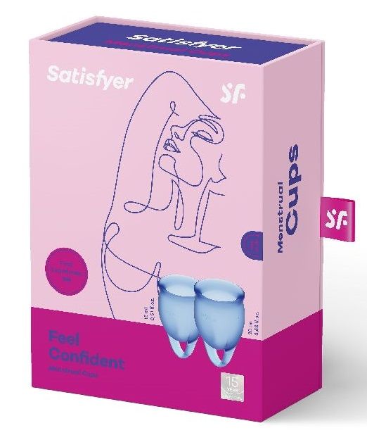 Набор синих менструальных чаш Feel confident Menstrual Cup - Satisfyer - купить с доставкой в Абакане