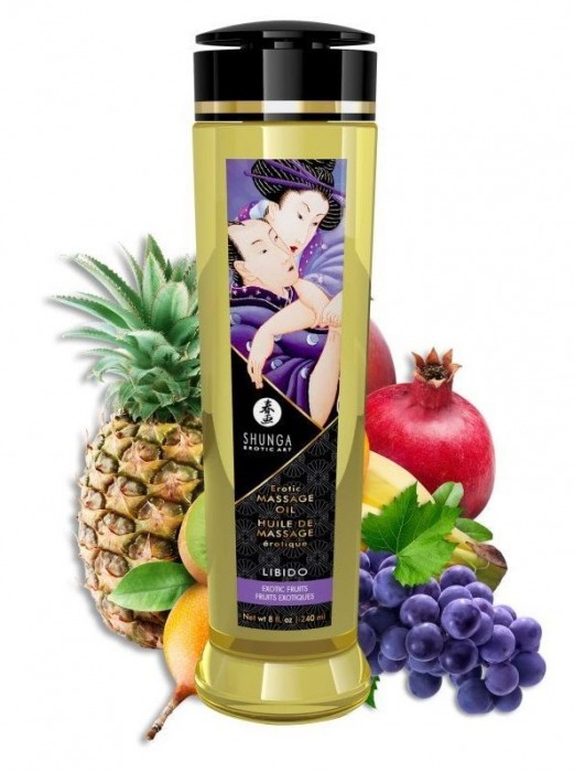 Массажное масло Libido Exotic Fruits с ароматом экзотических фруктов - 240 мл. - Shunga - купить с доставкой в Абакане