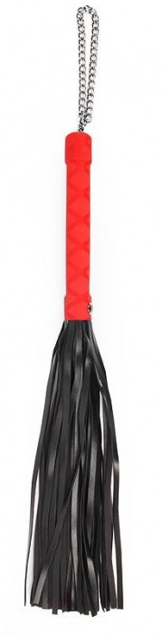 Черная многохвостая плеть-флоггер с красной ручкой - 40 см. - Notabu - купить с доставкой в Абакане