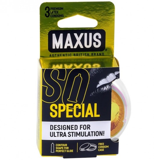 Презервативы с точками и рёбрами в пластиковом кейсе MAXUS Special - 3 шт. - Maxus - купить с доставкой в Абакане