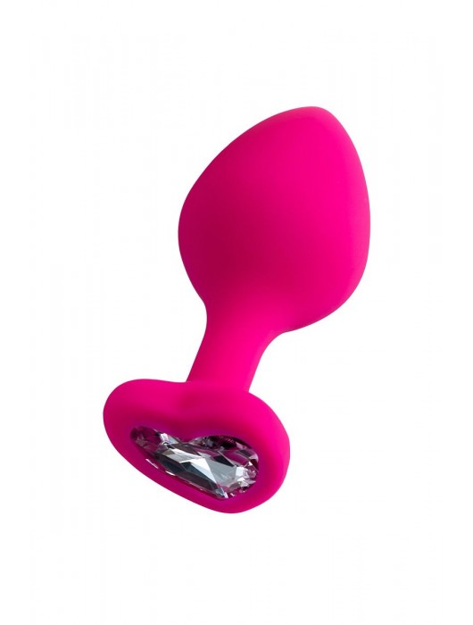 Розовая анальная втулка Diamond Heart с прозрачным кристаллом - 8 см. - ToyFa - купить с доставкой в Абакане