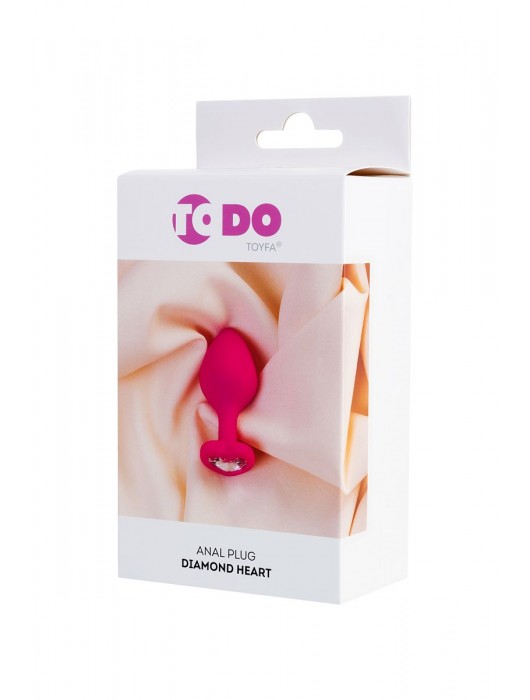 Розовая анальная втулка Diamond Heart с прозрачным кристаллом - 8 см. - ToyFa - купить с доставкой в Абакане