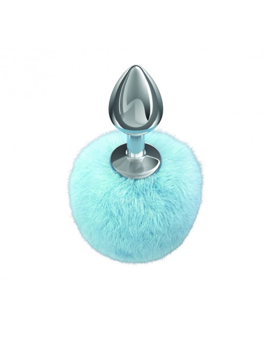 Серебристая анальная пробка с голубым пушистым хвостиком Twinkle - Lola Games - купить с доставкой в Абакане