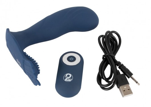 Синий вибростимулятор простаты Vibrating Butt Plug - 11,7 см. - Orion - в Абакане купить с доставкой