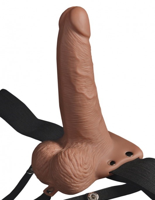 Кофейный перезаряжаемый вибрострапон 6  Hollow Rechargeable Strap-On Remote - 17,5 см. - Pipedream - купить с доставкой в Абакане