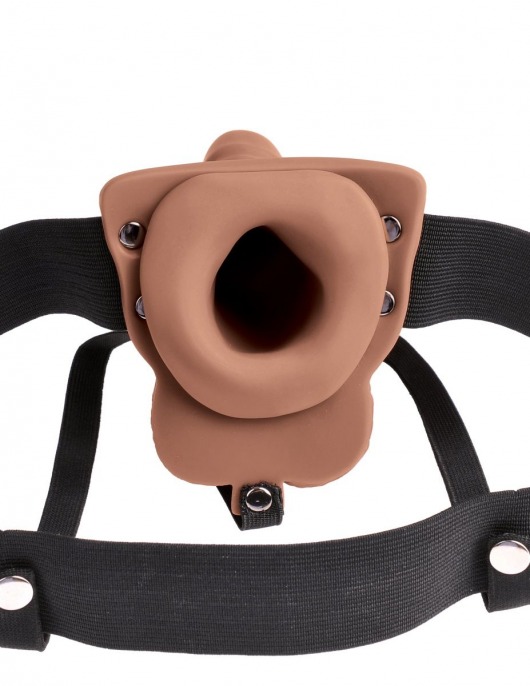 Кофейный перезаряжаемый вибрострапон 6  Hollow Rechargeable Strap-On Remote - 17,5 см. - Pipedream - купить с доставкой в Абакане