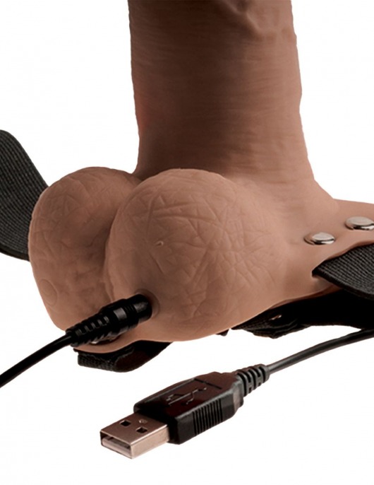 Кофейный перезаряжаемый вибрострапон 6  Hollow Rechargeable Strap-On Remote - 17,5 см. - Pipedream - купить с доставкой в Абакане