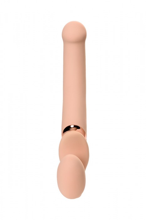 Телесный безремневой вибрострапон Silicone Bendable Strap-On M - Strap-on-me - купить с доставкой в Абакане