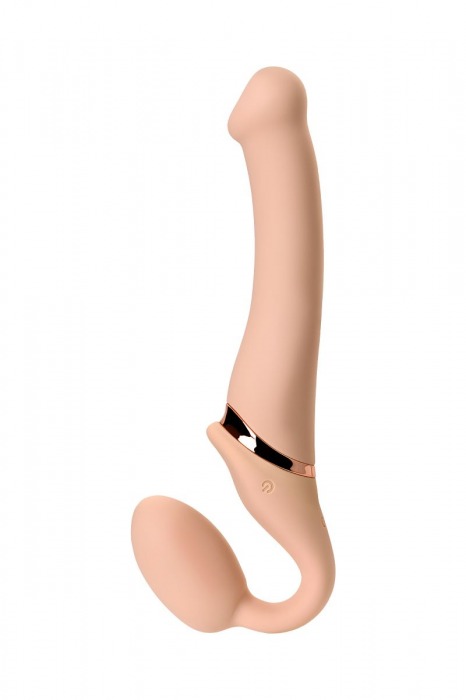 Телесный безремневой вибрострапон Silicone Bendable Strap-On M - Strap-on-me - купить с доставкой в Абакане