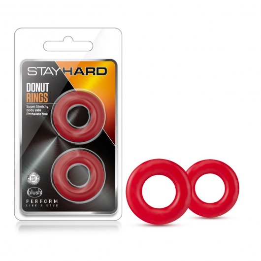 Набор из 2 красных эрекционных колец Stay Hard Donut Rings - Blush Novelties - в Абакане купить с доставкой